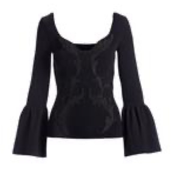 Boston proper Lace Inset Flare Sleeve Sweater size  xxs new - Picture 2 of 4